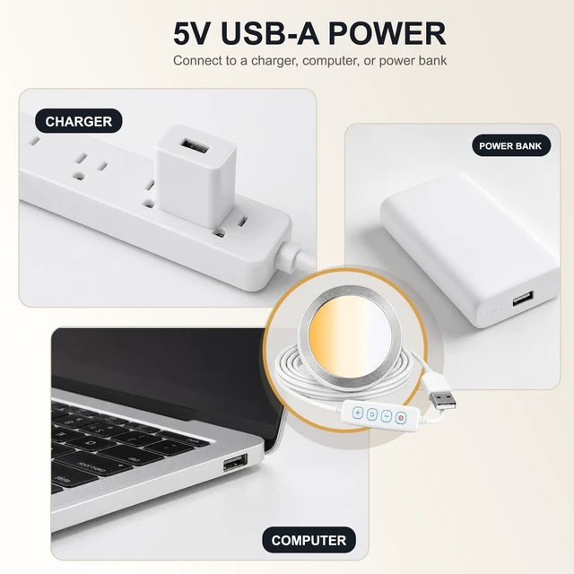 Alt view image 5 of 6 - Howarx LED Lamp Kit 001, 3D Printing Model Kit, 3-Color Dimmable, 10 Pack | Universal Fit 3D Printed Lamp Kit 001 Shade, Switchable 3000K 4000K 6000K With Stepless Dimming, 5V Type-A USB Power
