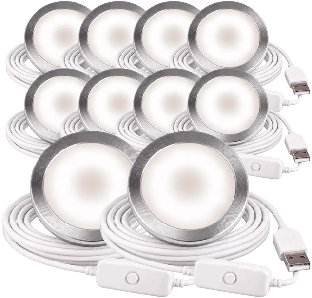 Main image of LED Lamp Kit 001, 3D Printing Model Kit, 6000K Cold Light, 10 Pack Universal Fit 3D Printed Lamp Kit 001 Shade, Fixed 6000K White LED With Aluminum Shell, 5V Type-A USB Power Inline Switch