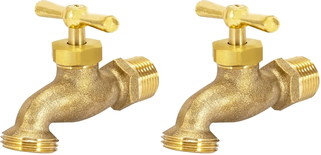 Main image of Irrigation Hose Bibb, 1/2 Inch MIP x 1/2 Inch MHT Outdoor Spigot, Brass Garden Valve, 20181 (Pack of 2)