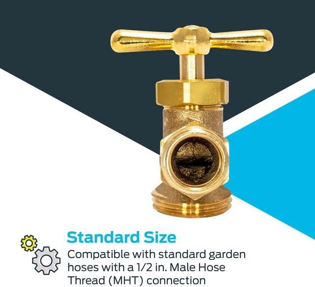 Alt view image 4 of 6 - Irrigation Hose Bibb, 1/2 Inch MIP x 1/2 Inch MHT Outdoor Spigot, Brass Garden Valve, 20181 (Pack of 2)