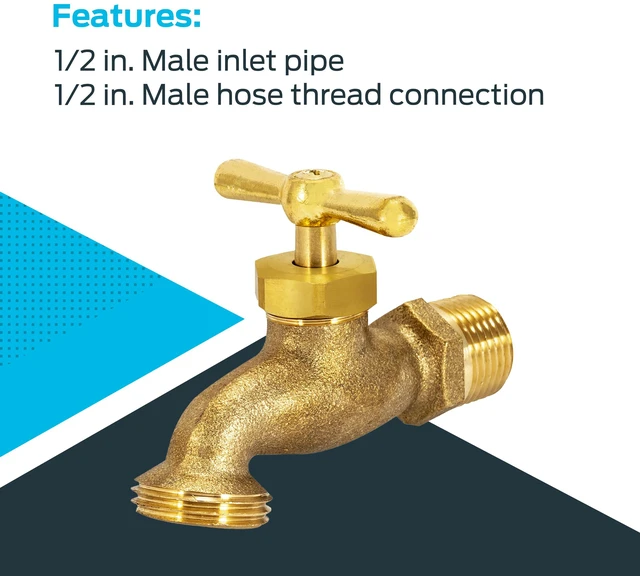 Alt view image 5 of 6 - Irrigation Hose Bibb, 1/2 Inch MIP x 1/2 Inch MHT Outdoor Spigot, Brass Garden Valve, 20181 (Pack of 2)