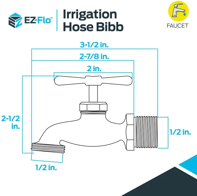Alt view image 6 of 6 - Irrigation Hose Bibb, 1/2 Inch MIP x 1/2 Inch MHT Outdoor Spigot, Brass Garden Valve, 20181 (Pack of 2)