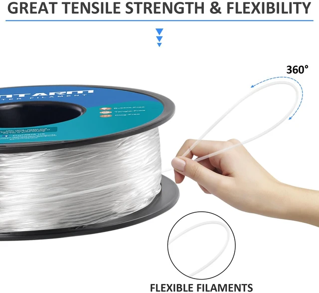 Alt view image 4 of 7 - TPU Filament 1.75mm 1Kg(2.2lbs), Clear Filament TPU, 95A Flexible 3D Printer Filament with High Elasticity, ±0.03mm Accuracy, Neatly Wound & Moistureproof, Non-Clogging, TPU Clear