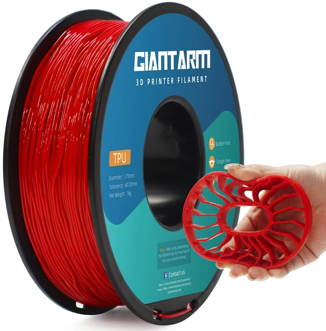 Main image of TPU Filament 1.75mm 1Kg(2.2lbs), Red Filament TPU, 95A Flexible 3D Printer Filament with High Elasticity, ±0.03mm Accuracy, Neatly Wound & Moistureproof, Non-Clogging, TPU Red
