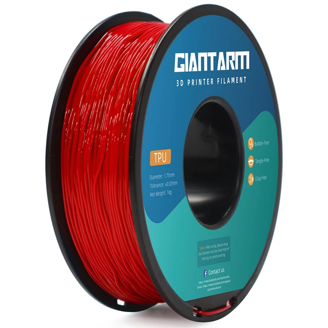 Alt view image 6 of 6 - TPU Filament 1.75mm 1Kg(2.2lbs), Red Filament TPU, 95A Flexible 3D Printer Filament with High Elasticity, ±0.03mm Accuracy, Neatly Wound & Moistureproof, Non-Clogging, TPU Red