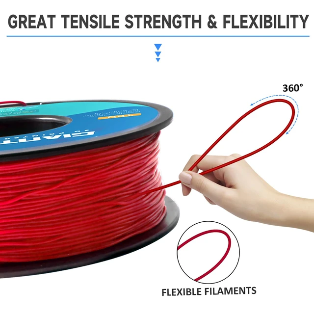 Alt view image 4 of 6 - TPU Filament 1.75mm 1Kg(2.2lbs), Red Filament TPU, 95A Flexible 3D Printer Filament with High Elasticity, ±0.03mm Accuracy, Neatly Wound & Moistureproof, Non-Clogging, TPU Red