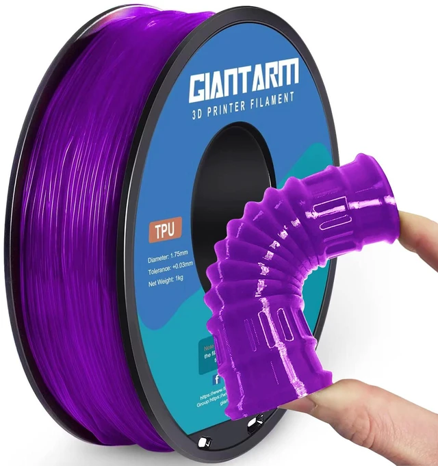 Main image of TPU Filament 1.75mm 1Kg(2.2lbs), Clear Purple Filament TPU, 95A Flexible 3D Printer Filament with High Elasticity, ±0.03mm Accuracy, Neatly Wound & Moistureproof, Non-Clogging, Clear Purple