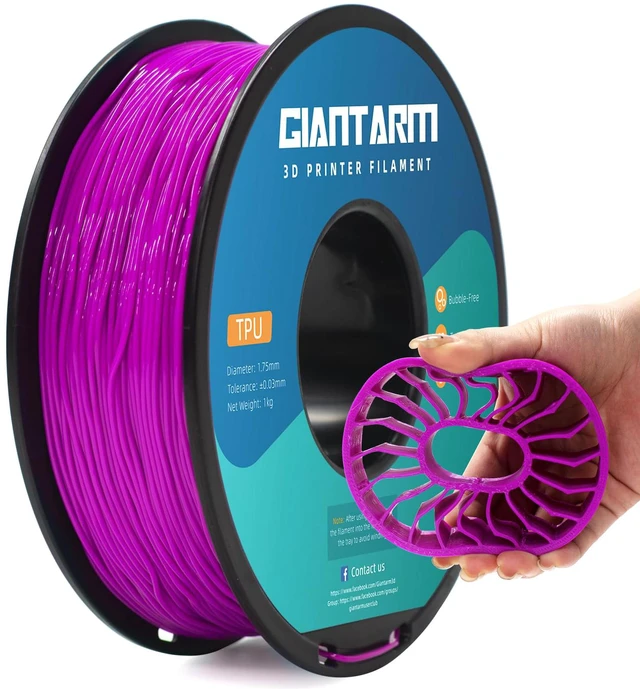 Main image of TPU Filament 1.75mm 1Kg(2.2lbs), Purple Filament TPU, 95A Flexible 3D Printer Filament with High Elasticity, ±0.02mm Accuracy,TPU Purple