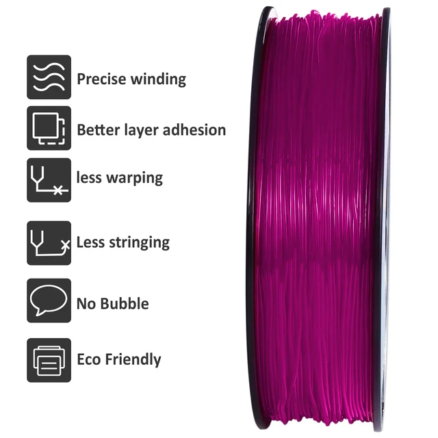 Alt view image 2 of 6 - TPU Filament 1.75mm 1Kg(2.2lbs), Clear Pink Filament TPU, 95A Flexible 3D Printer Filament with High Elasticity, ±0.03mm Accuracy, Neatly Wound & Moistureproof, Non-Clogging, Clear Pink
