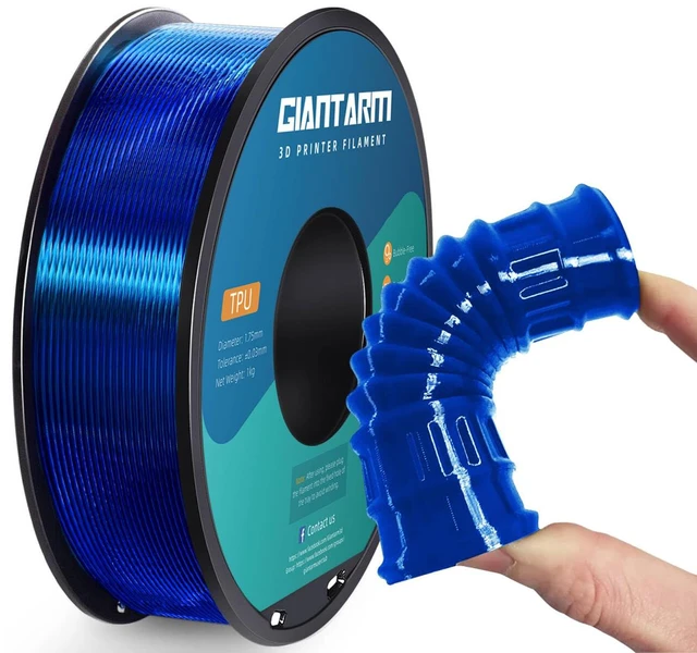 Main image of TPU Filament 1.75mm 1Kg(2.2lbs), Clear Blue Filament TPU, 95A Flexible 3D Printer Filament with High Elasticity, ±0.03mm Accuracy, Neatly Wound & Moistureproof, Non-Clogging, Clear Blue