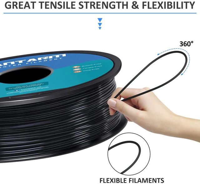 Alt view image 4 of 7 - TPU Filament 1.75mm Flexible Soft 3D Printer Consumables Black,95A 1kg Spool (2.2 lbs.), Dimensional Accuracy +/- 0.05 mm
