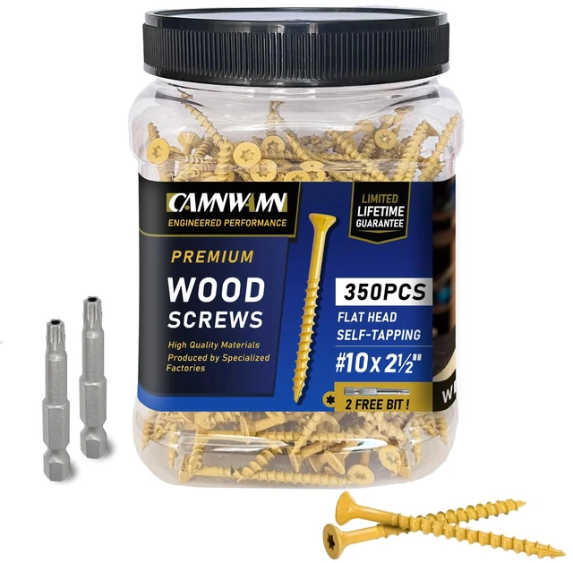 Main image of #10 x 2-1/2 in Deck Screws, 350 PCS, Tan Exterior Wood Screws Epoxy coated, rust-resistant Torx drive include T25 star bit for decks, fences and outdoor wood projects
