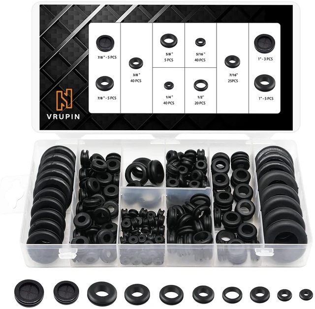 Main image of 188 Pcs Rubber Grommets Kit - Rubber Washers for Wiring - 10 Different Sizes(1/4", 5/16", 3/8", 7/16", 1/2", 5/8", 7/8", 1" Inch)