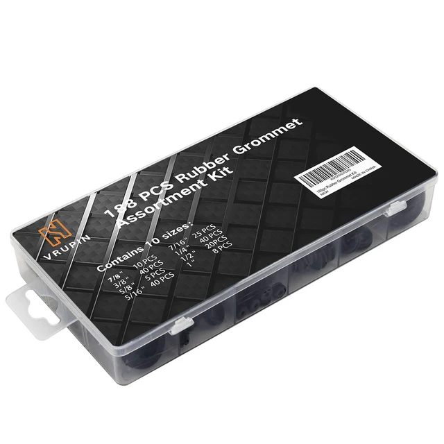 Alt view image 5 of 6 - 188 Pcs Rubber Grommets Kit - Rubber Washers for Wiring - 10 Different Sizes(1/4", 5/16", 3/8", 7/16", 1/2", 5/8", 7/8", 1" Inch)