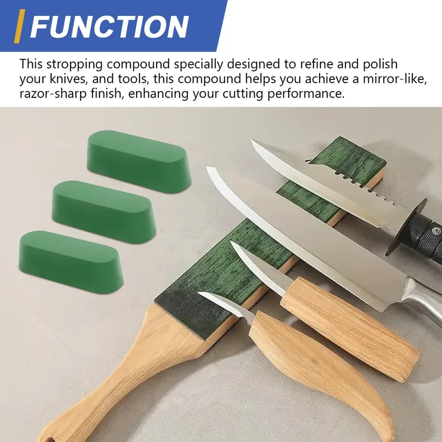 Alt view image 6 of 6 - Stropping Compound, 7.4 Oz. Fine Green Buffing Polishing Compound, Leather Strop Compound, Honing Compound for Knife Polishing-3Pack