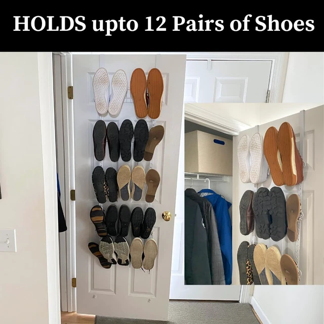 Alt view image 6 of 7 - Over the Door Shoe Organizer, 5 Tier Rack for Shoes, Hats & Bags Five-tier metal rack holds up to 12 pairs of shoes or 40 caps and accessories, maximizing extra storage behind a closet door