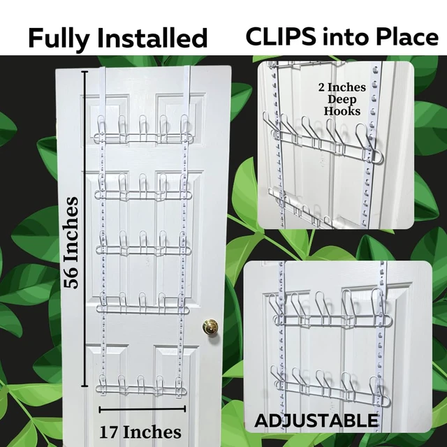 Alt view image 7 of 7 - Over the Door Shoe Organizer, 5 Tier Rack for Shoes, Hats & Bags Five-tier metal rack holds up to 12 pairs of shoes or 40 caps and accessories, maximizing extra storage behind a closet door
