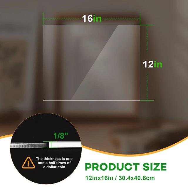 Alt view image 3 of 7 - 3 Pack Plexiglass Sheets 1/8 Inch Thick, 12"X16" Plexi Glass Panel Plastic Sheet for Crafts,Signs, Display Cases, Sneeze Guard, Cut with Engraver,Power Saw or Hand Tools