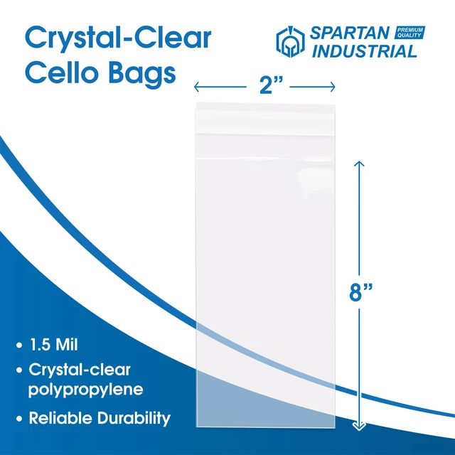 Alt view image 2 of 7 - 2" X 8" Self-Sealing Cellophane Bags (1000 Count) Clear Treat Bags for Pretzel Rods, Candy Sticks, Cookies, Small Candy - Resealable Adhesive Flap