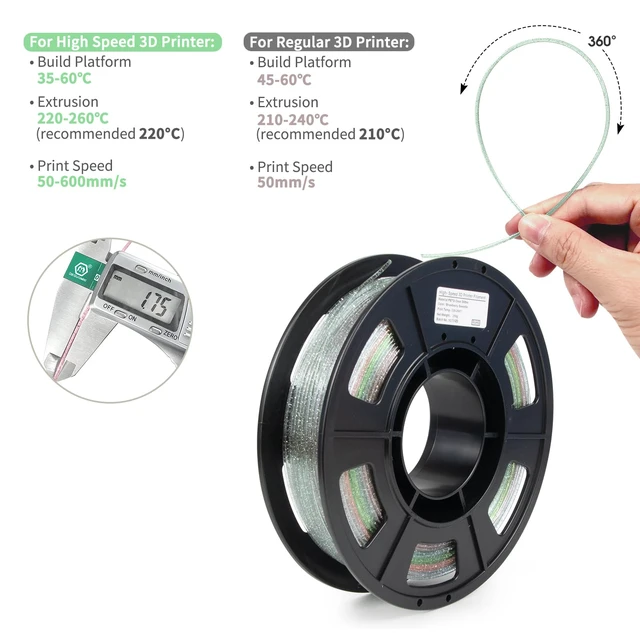 Alt view image 2 of 7 - Rapid Gradient Clear PETG Filament 1.75mm, Transparent Gillter 3D Printer Filament Bundle, Vivid Clear Rainbow PETG, Dimensional Accuracy ±0.02mm,250g*4