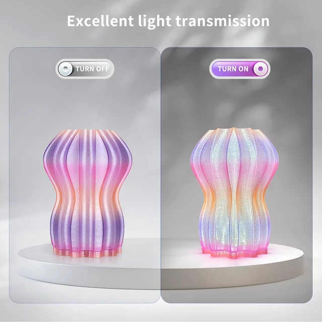 Alt view image 5 of 7 - Rapid Gradient Clear PETG Filament 1.75mm, Transparent Gillter 3D Printer Filament Bundle, Vivid Clear Rainbow PETG, Dimensional Accuracy ±0.02mm,250g*4