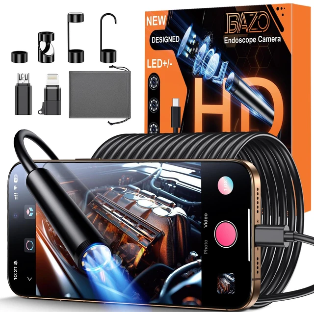 Main image of Endoscope Camera with Light 1920P HD Borescope with 8 Adjustable LEDs IP67 Waterproof, Inspection Camera for Android & iOS/iPhone, Endoscope Tools with Semi-Rigid Snake Camera- 18.04ft