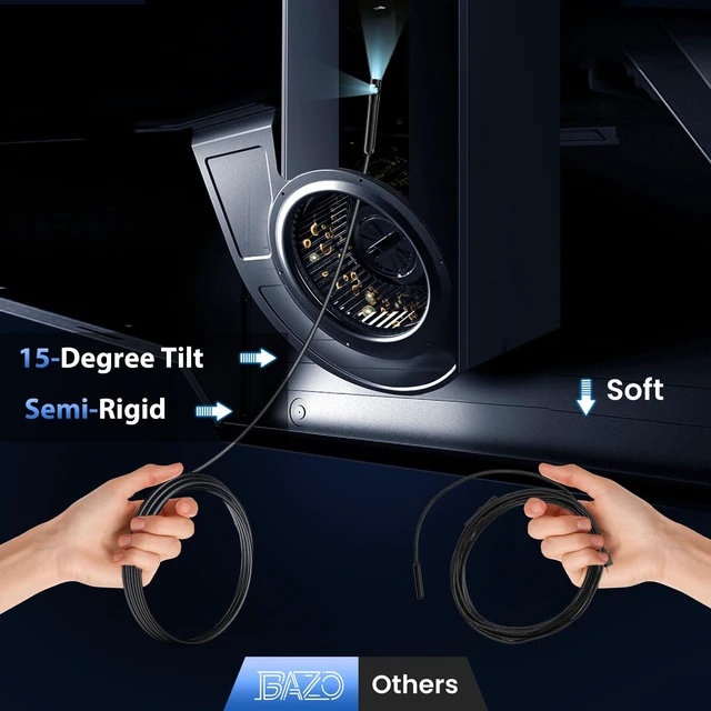 Alt view image 3 of 7 - Endoscope Camera with Light 1920P HD Borescope with 8 Adjustable LEDs IP67 Waterproof, Inspection Camera for Android & iOS/iPhone, Endoscope Tools with Semi-Rigid Snake Camera- 18.04ft