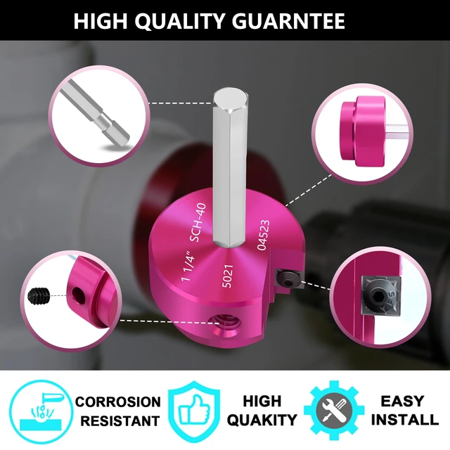 Alt view image 5 of 7 - PVC Pipe Reamer 1-1/4 Inch PVC Fitting Saver w/ 3/8-Inch Hex Shaft Socket Saver ABS Plastic Pipe Fitting Reamer Tool for Plumbing Sch.40 CPVC ABS Socket Hub Removing,Fits 1/2" Drills