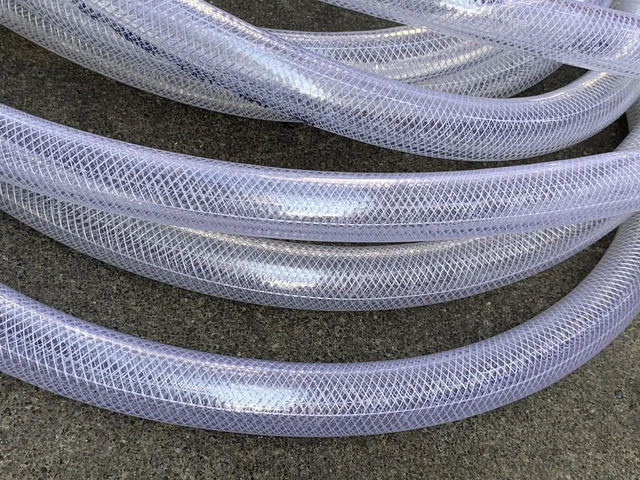 Alt view image 2 of 6 - 1/2" ID x 3/4" OD - 25Ft Clear Braided Plastic Vinyl Tubing PVC Flexible Vinyl Tube Heavy Duty UV Chemical Resistant Hose Water