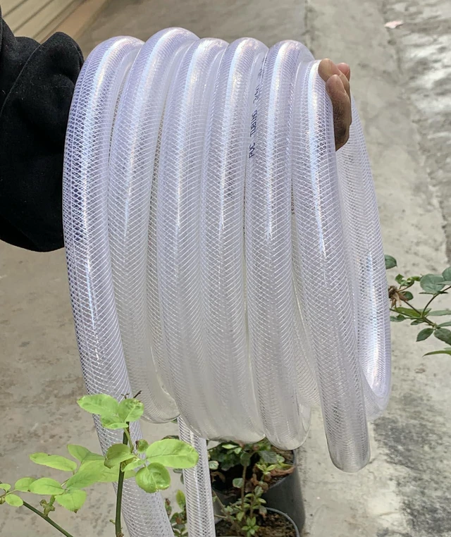 Alt view image 4 of 6 - 1/2" ID x 3/4" OD - 25Ft Clear Braided Plastic Vinyl Tubing PVC Flexible Vinyl Tube Heavy Duty UV Chemical Resistant Hose Water