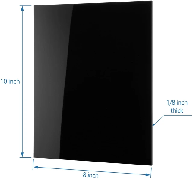 Alt view image 3 of 7 - Pack of 10 Black Cast Acrylic Sheet 8" x 10" x 1/8" Thick (3mm) Opaque; Plexiglass Panel; Square; for Craft Projects, Sign, Laser Cutting, Engraving, Photography