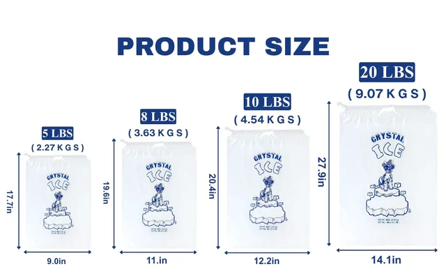 Alt view image 2 of 4 - Plastic Ice Bags 20 Lb. with Draw String Closure Pack 100