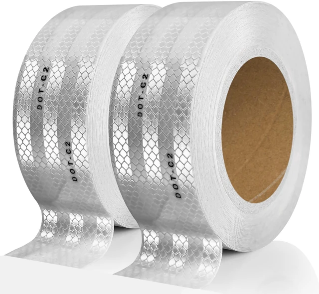 Main image of DOT-C2 Reflective Tape for Trailers & Signs, 2 Inch x 200 Feet 200FT Long Roll, DOT-C2 High-Visibility, Silver Conspicuity Tape with Strong Adhesive for Trailers, Trucks & Vehicles