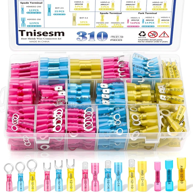 Main image of 310PCS Heat Shrink Connectors,Waterproof Crimp Terminals Waterproof Seal, Corrosion Resistant Thick Tinned Copper, 3:1 Heat Shrink, Color-Coded Identification, Auto & Marine Use