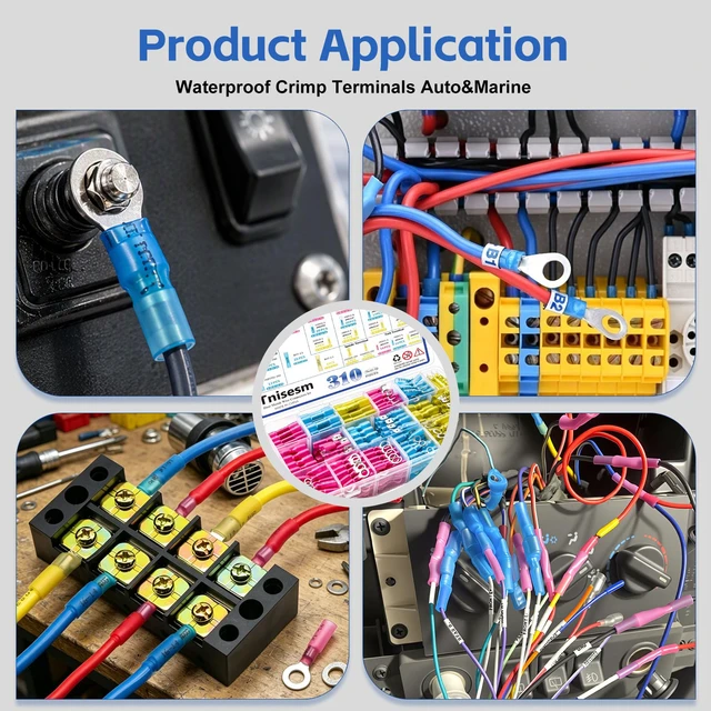Alt view image 6 of 6 - 310PCS Heat Shrink Connectors,Waterproof Crimp Terminals Waterproof Seal, Corrosion Resistant Thick Tinned Copper, 3:1 Heat Shrink, Color-Coded Identification, Auto & Marine Use