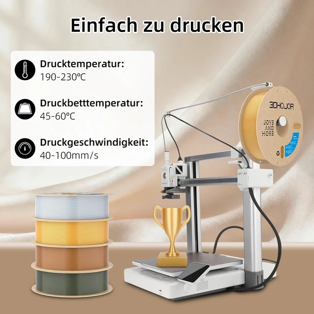 Alt view image 2 of 7 - Silk PLA Filament 1.75mm, PLA Filament 1.75mm Silk Shiny 3D Printer Filament, 1kg*2 Cardboard Spool, Dimensional Accuracy +/- 0.03 mm, Fit Most FDM Printer(Silk Silver+Gold)