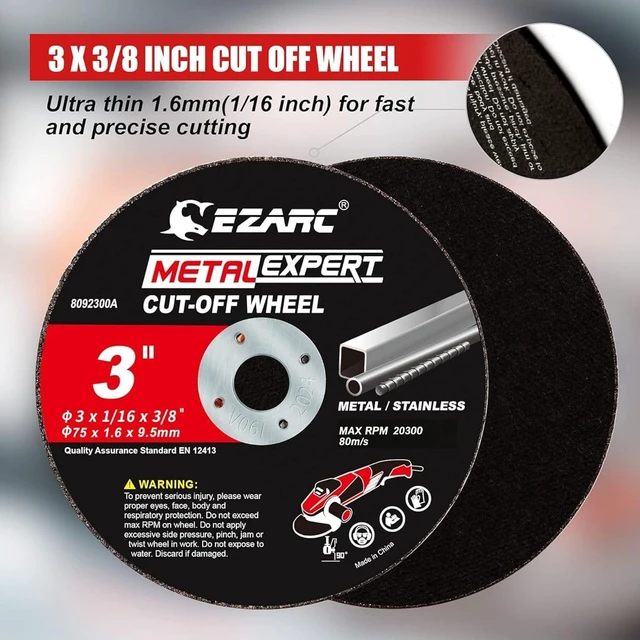 Alt view image 6 of 7 - Metal Cut Off Wheels 3 x 1/16 x 3/8-Inch, 25-Pack Ultra-Thin Discs, Up to 2x Life, Clean Cuts, Die Grinder Cut Off Wheel for Carbon Steel, Stainless Steel, Iron, Copper
