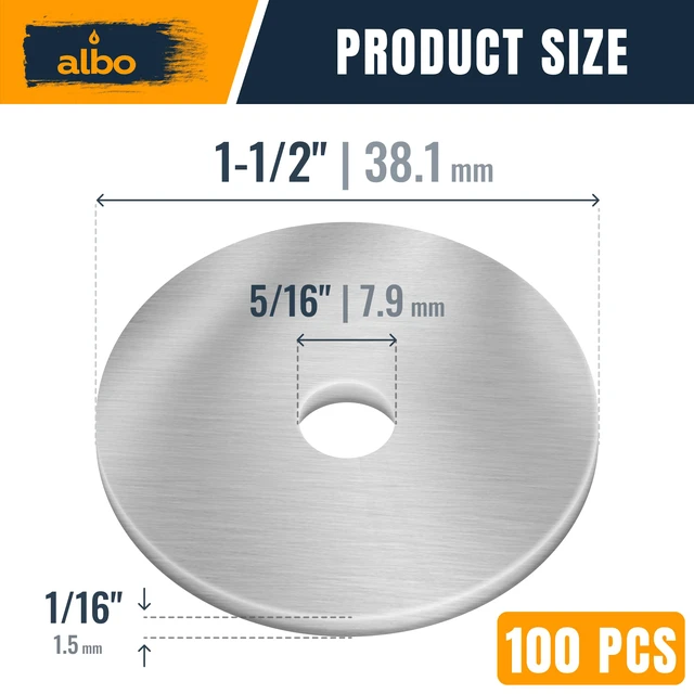 Alt view image 2 of 6 - 100 Pcs 5/16" x 1-1/2" 304 Stainless Steel Fender Flat Washers Extra-Wide Bearing Surface, Helps Prevent Pull-Through and Surface Damage, Cardboard Box