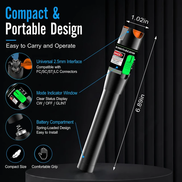 Alt view image 6 of 7 - 2PCS Fiber Optic Visual Fault Locator Kit, Red Light Fiber Tester for Single Mode and Multimode Cable, Compatible with SC ST FC LC Connectors, Network Maintenance Test Tool