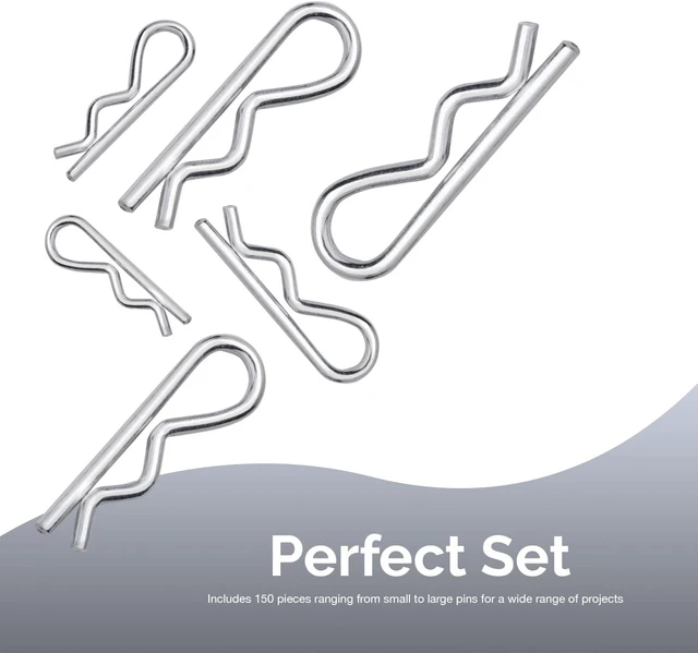 Alt view image 3 of 5 - 50457A Cotter Pin Assortment Kit, 150 Piece Zinc Plated Steel Clips, Small Cotter Pins for Use on Hitch Pin Lock System, Assorted Cotter Pins, Hair Pin Assortment Kit, R Clips