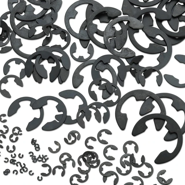Alt view image 3 of 7 - 50455A E-Clip Assortment Set | 300 PCS, 9 SAE Sizes, Heat Treated External Retaining Clips, 1/16" - 7/8 Inch | High Carbon Steel Circlip Kit, Anti Walk Washers, Retaining Rings