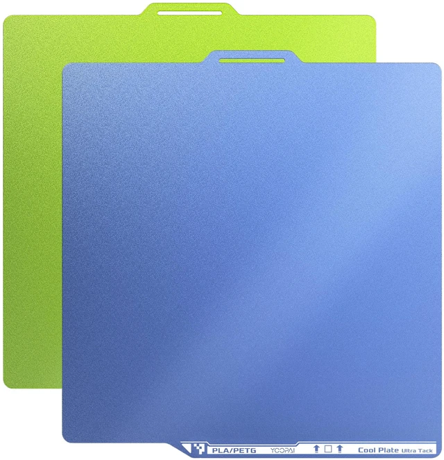 Main image of 2PC Cold Build Plate for Bambu Lab X2D/P2S/A1/X1C/P1S, Blue+Green 257x257mm, Double-Sided Room-Temperature Printing UltraTack Coating High Adhesion Energy-Saving for P1P/X1E