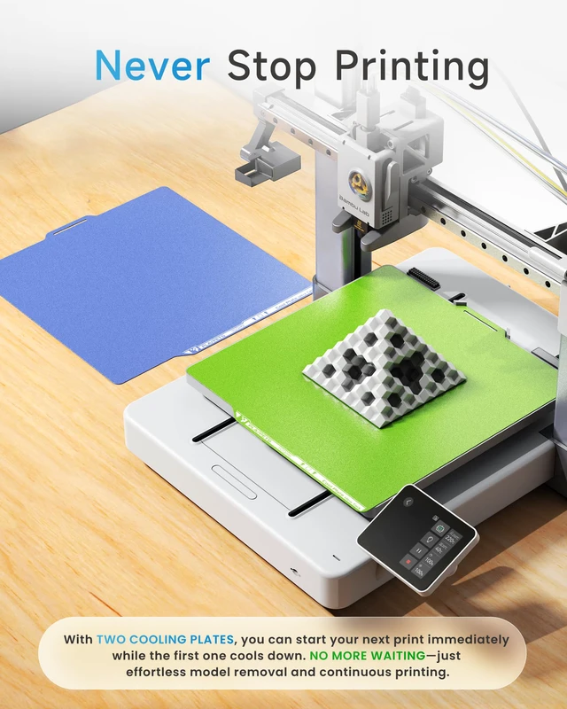 Alt view image 3 of 7 - 2PC Cold Build Plate for Bambu Lab X2D/P2S/A1/X1C/P1S, Blue+Green 257x257mm, Double-Sided Room-Temperature Printing UltraTack Coating High Adhesion Energy-Saving for P1P/X1E