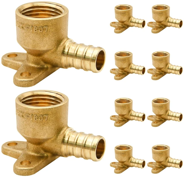 Main image of 10pcs Drop Ear Elbow Fitting, PEX 1/2" x 1/2" NPT Female Threaded Fitting for PEX pipes in plumbing jobs