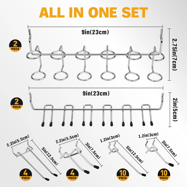 Alt view image 2 of 7 - 301-Piece Pegboard Hooks Kit, Peg Board Organizer Accessories with Bins for Organizing Various Tools, Fit 1/8 or 1/4 inch Pegboard for Hanging Storage, Garage, Workshop & Craft Room