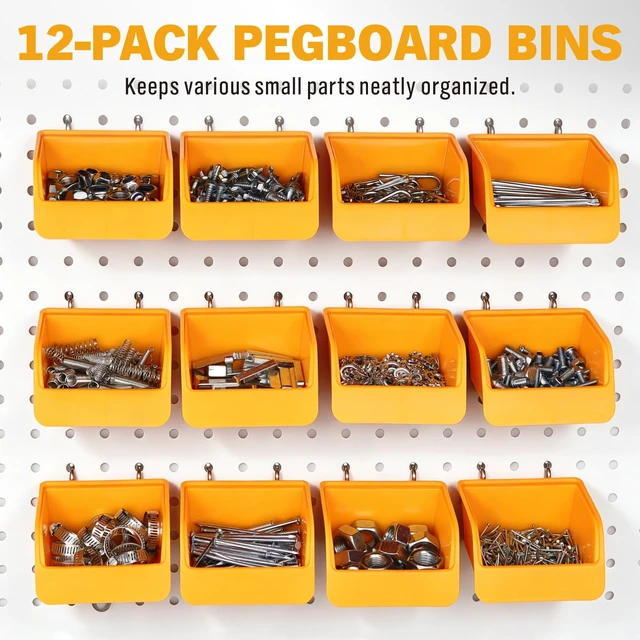Alt view image 7 of 7 - 301-Piece Pegboard Hooks Kit, Peg Board Organizer Accessories with Bins for Organizing Various Tools, Fit 1/8 or 1/4 inch Pegboard for Hanging Storage, Garage, Workshop & Craft Room