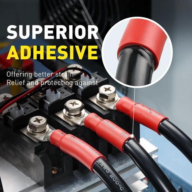 Alt view image 3 of 6 - 420PCS 3:1 Heat Shrink Tubing Kit 7 Sizes 3/32"-3/4" Black/Red Adhesive Lined, Marine-Resistant, Heat-Activated Seal, Electrical Wiring, Wire Insulation, Automotive & Industrial Repair