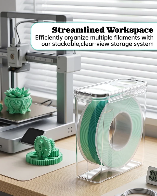 Alt view image 4 of 6 - 3D Printer Filament Storage Box, 8-Pack Airtight Containers for 1kg Airtight silicone gasket and locking clips protect 1kg filament spools from moisture and dust for stable printing performance