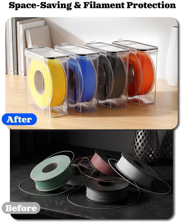 Alt view image 6 of 6 - 3D Printer Filament Storage Box, 8-Pack Airtight Containers for 1kg Airtight silicone gasket and locking clips protect 1kg filament spools from moisture and dust for stable printing performance