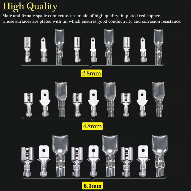 Alt view image 6 of 7 - /360Pcs 2.8/4.8/6.3mm Quick Splice Male and Female Wire Spade Connector Crimp Terminal Block Assortment Kit with Insulating Sleeve for Electrical Wiring Car with Wire Crimper Tool